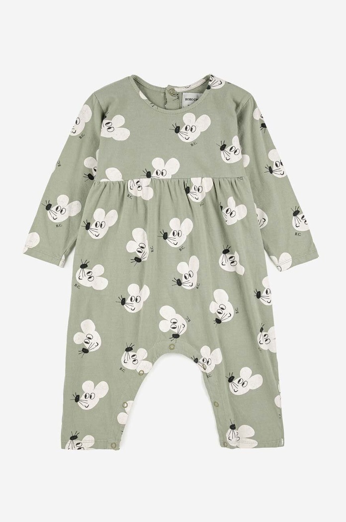Bobo Choses salopete bebelusi din bumbac 223AB077 verde AW23