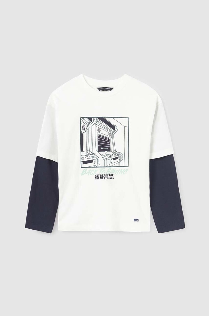 Chłopiec Mayoral longsleeve bawełniany dziecięcy 7060.7B.Junior.9BYX beżowy