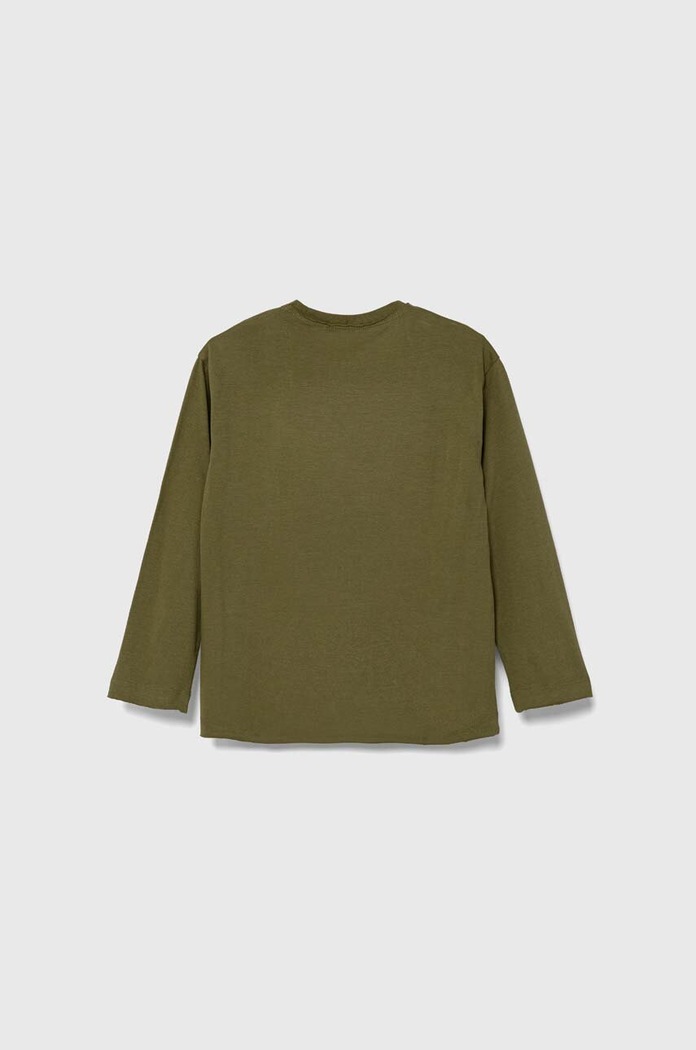 Dječja pamučna majica dugih rukava Sisley 3VR5X103P.G.SEASONAL zelena AW23