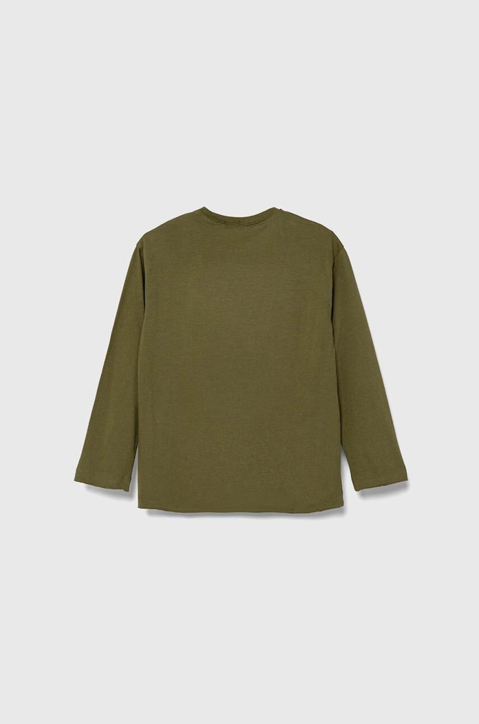 Dječja pamučna majica dugih rukava Sisley 3VR5X103P.G.SEASONAL zelena AW23