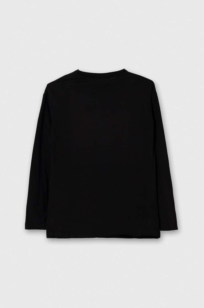 Sisley longsleeve bawełniany dziecięcy 3VR5X103P.G.SEASONAL czarny AW23