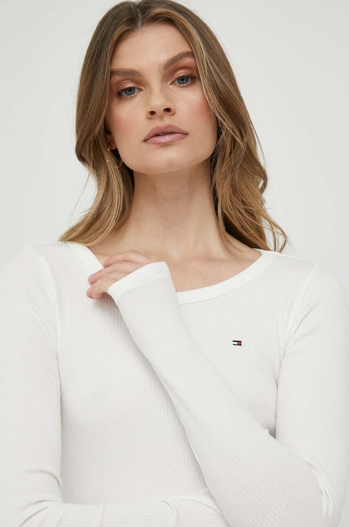 Longsleeve Tommy Hilfiger με ελαστάν μπεζ WW0WW38869