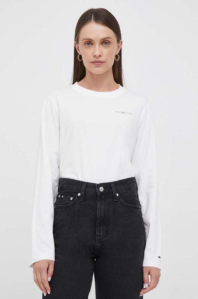 Tommy Hilfiger longsleeve z elastanem biały WW0WW39784
