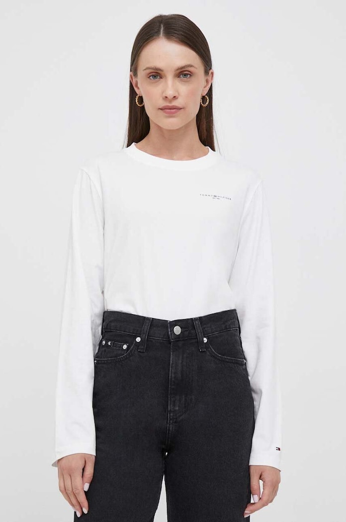 Tommy Hilfiger longsleeve z elastanem biały WW0WW39784