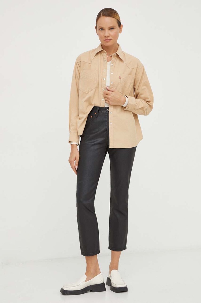 G-Star longsleeve bawełniany D23342.D289 beżowy AW23