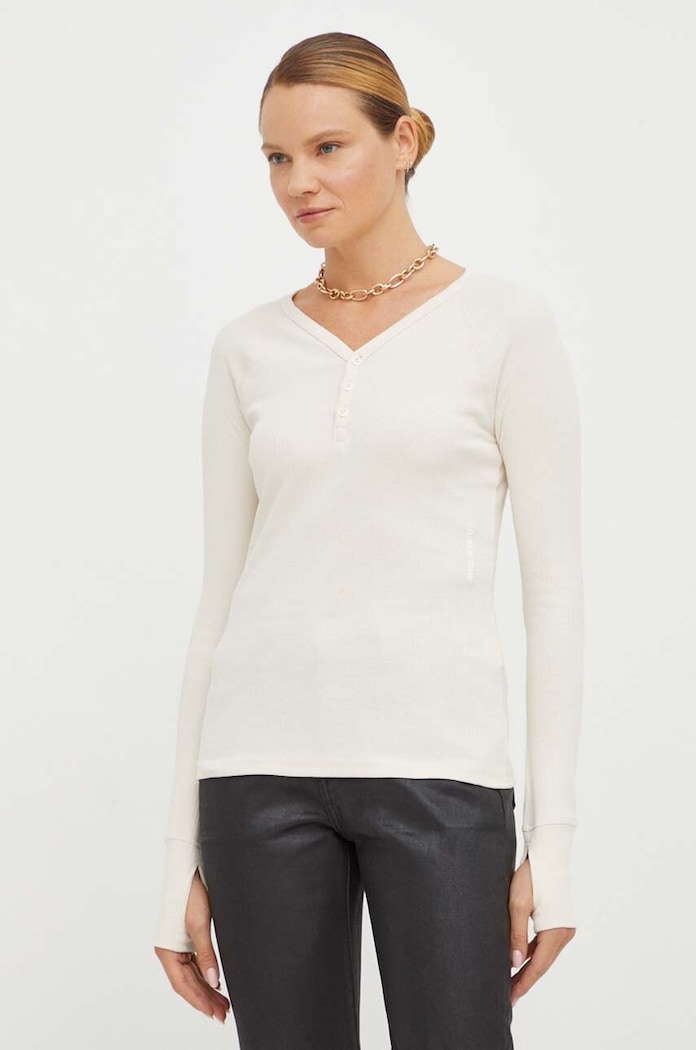 G-Star longsleeve bawełniany beżowy D23342.D289