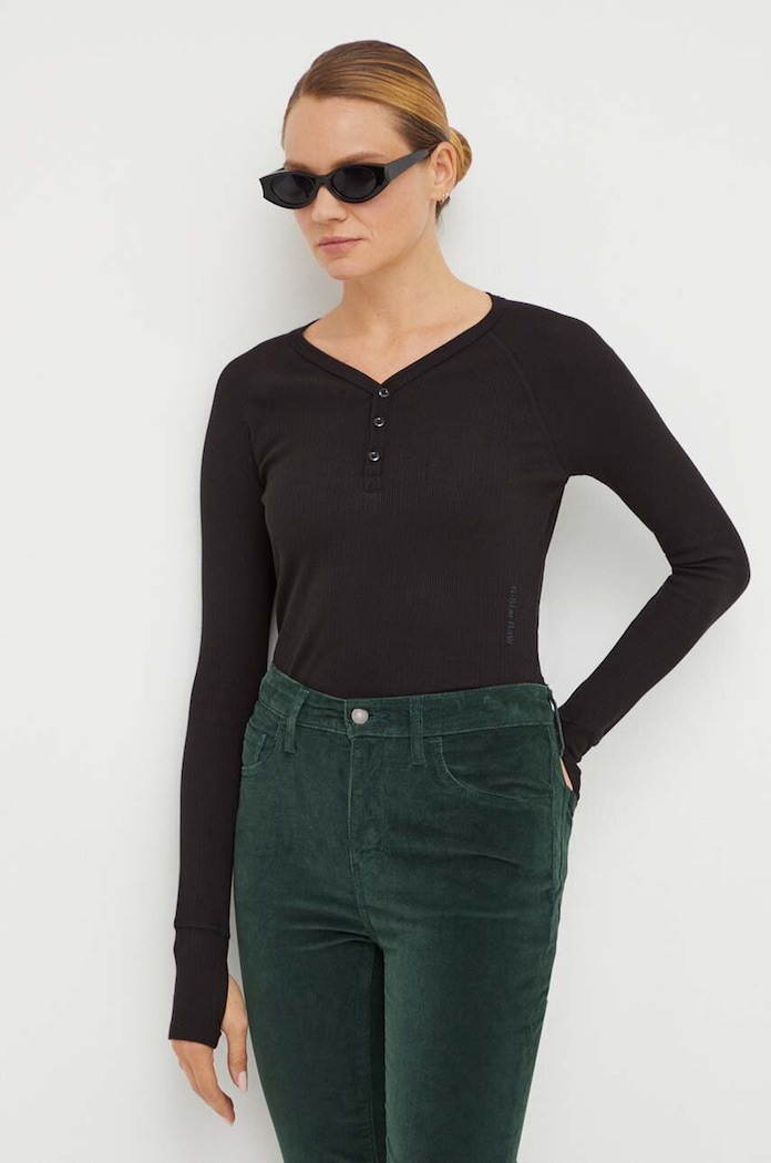 G-Star longsleeve bawełniany czarny D23342.D289