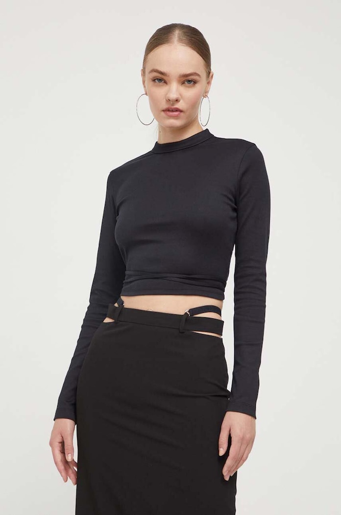 Odzież HUGO longsleeve bawełniany 50499217 czarny