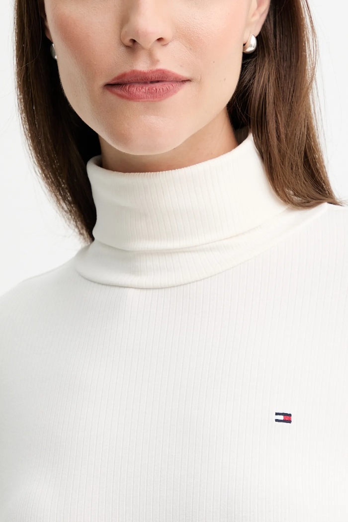 Tričko s dlhým rukávom Tommy Hilfiger WW0WW39826 béžová