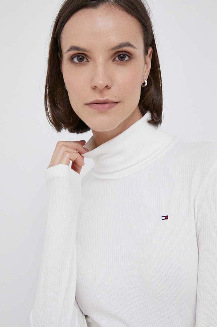 Tričko s dlhým rukávom Tommy Hilfiger béžová WW0WW39826