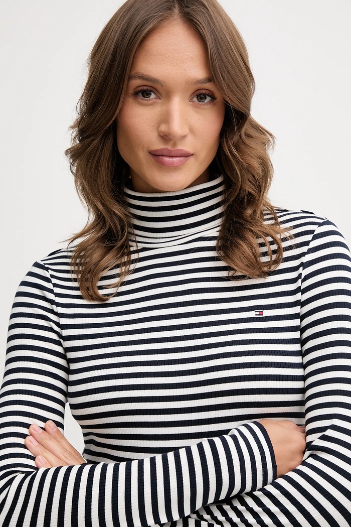 Tričko s dlhým rukávom Tommy Hilfiger tmavomodrá WW0WW39826