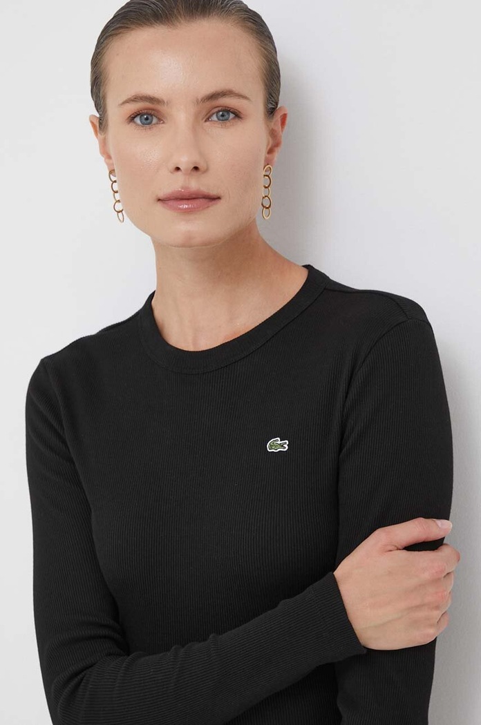 Lacoste longsleeve din bumbac negru TF1692