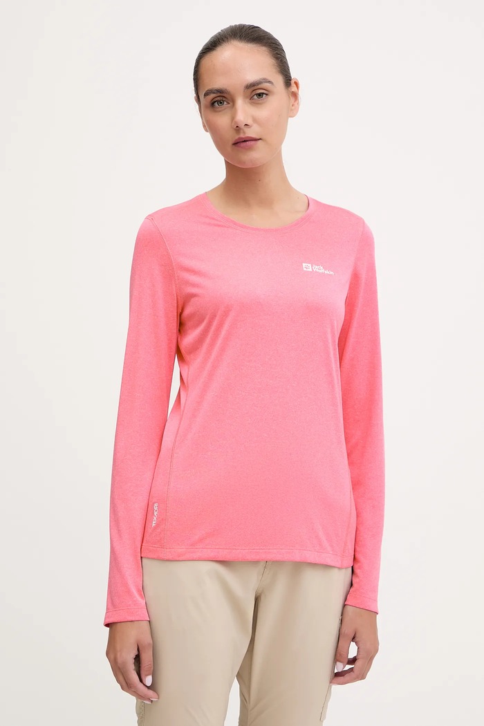 Sportovní tričko s dlouhým rukávem Jack Wolfskin Sky Thermal slim růžová 1808961