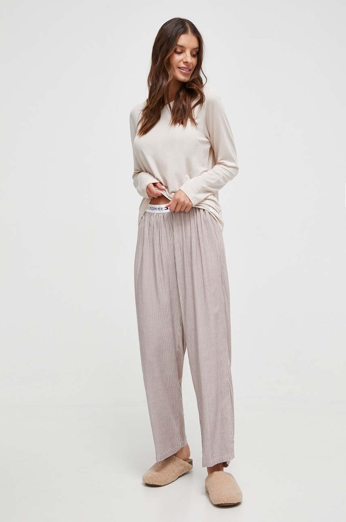 Tričko s dlouhým rukávem Tommy Hilfiger UW0UW04985 béžová AW23