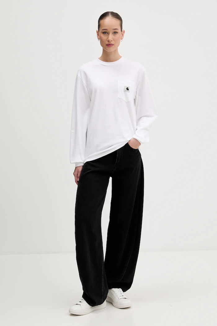 Carhartt WIP longsleeve bawełniany I032216.02XX biały AW25
