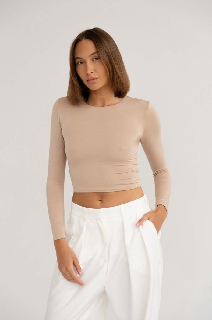 Saint Body longsleeve z elastanem beżowy SB.364