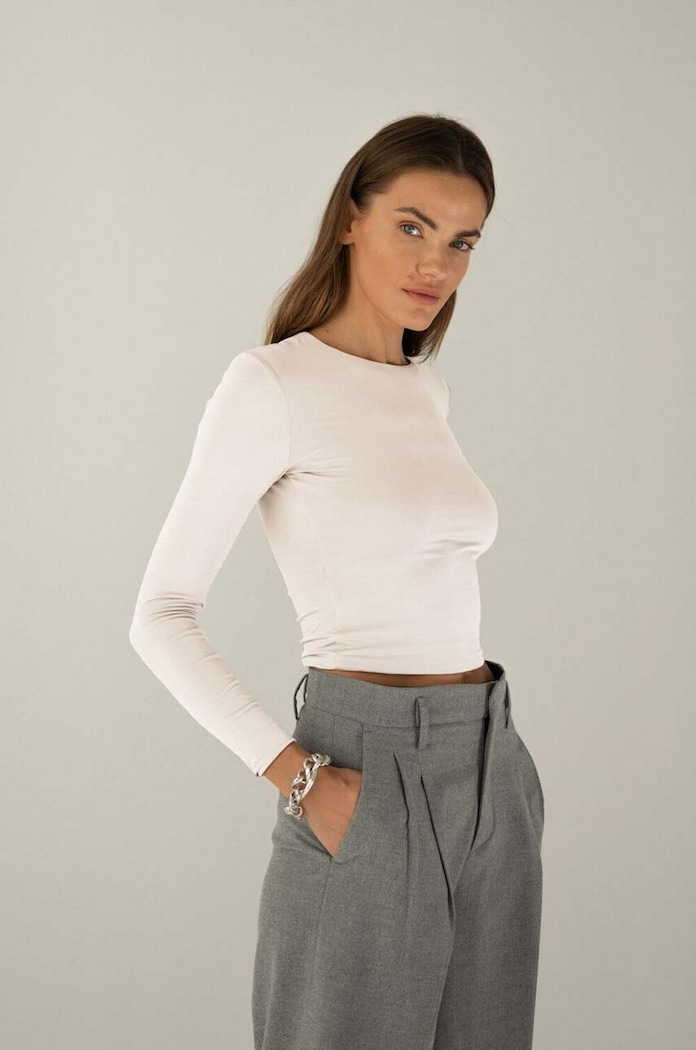 Majica dugih rukava Saint Body slim bež SB.259
