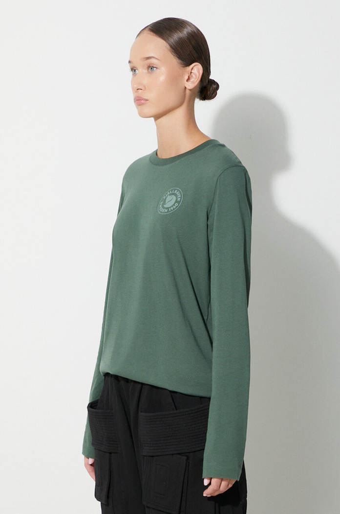 Хлопковый лонгслив Fjallraven 1960 Logo зелёный F86989.679