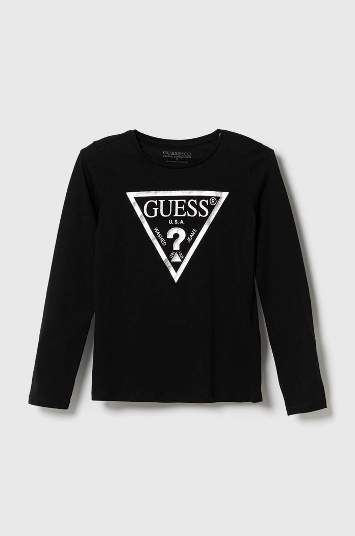 Dječja pamučna majica dugih rukava Guess pamuk crna J84I36.K8HM0.9BYX