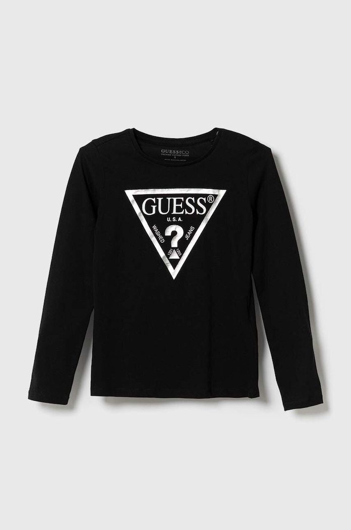 Dječja pamučna majica dugih rukava Guess pamuk crna J84I36.K8HM0.9BYX