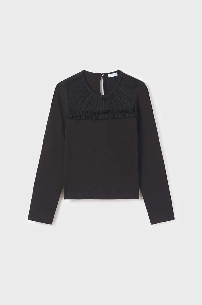 Mayoral longsleeve dziecięcy z elastanem czarny 7043.8B.Junior.9BYX