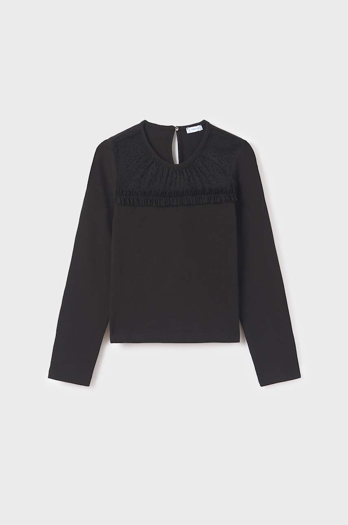 Mayoral longsleeve dziecięcy z elastanem czarny 7043.8B.Junior.9BYX