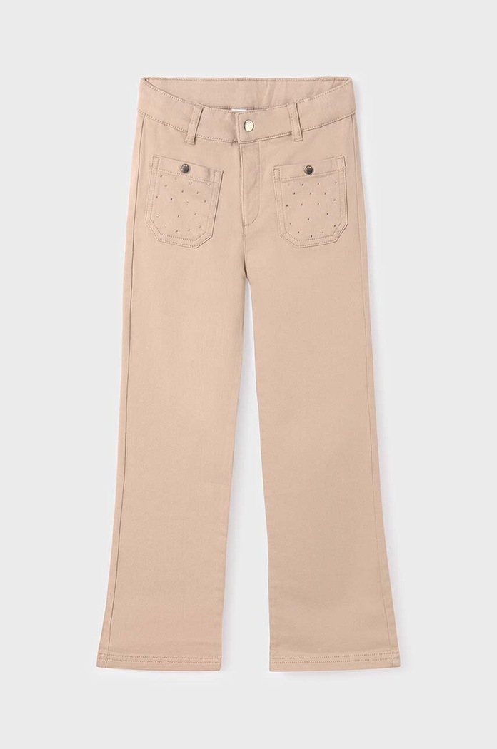 Mayoral Pantaloni regulați copii din bumbac bej 7504.8C.Junior.9BYX