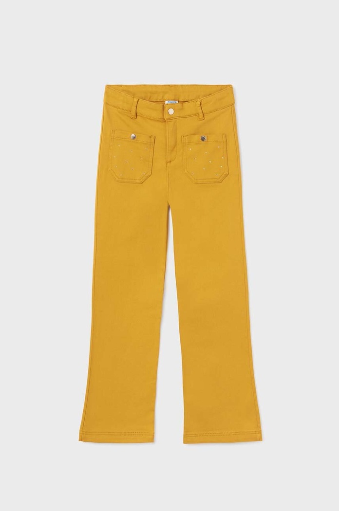 Mayoral pantaloni regular pentru copii din bumbac galben 7504.8C.Junior.9BYX