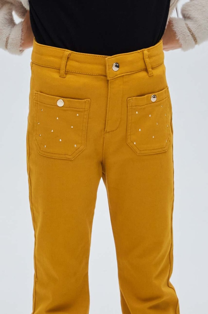 Fete Mayoral pantaloni regular pentru copii din bumbac 7504.8C.Junior.9BYX galben