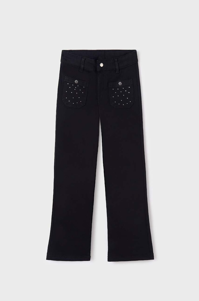 Pantaloni regular pentru copii din bumbac Mayoral 7504.8C.Junior.9BYX negru