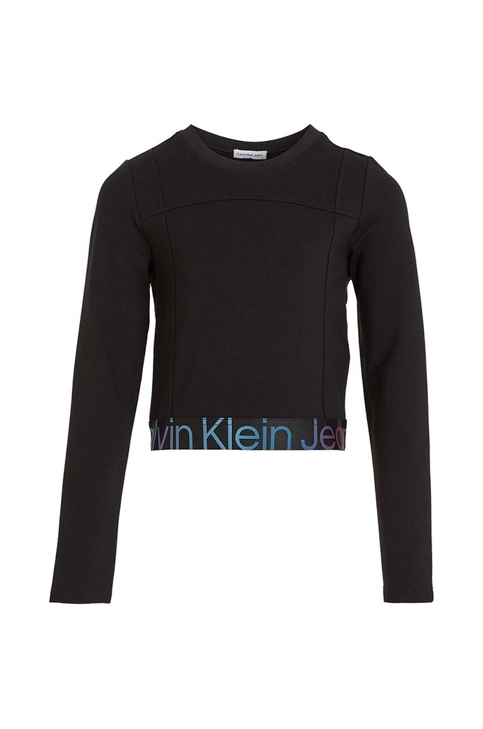 Otroška dolga majica Calvin Klein Jeans IG0IG02196.9BYX črna AW23