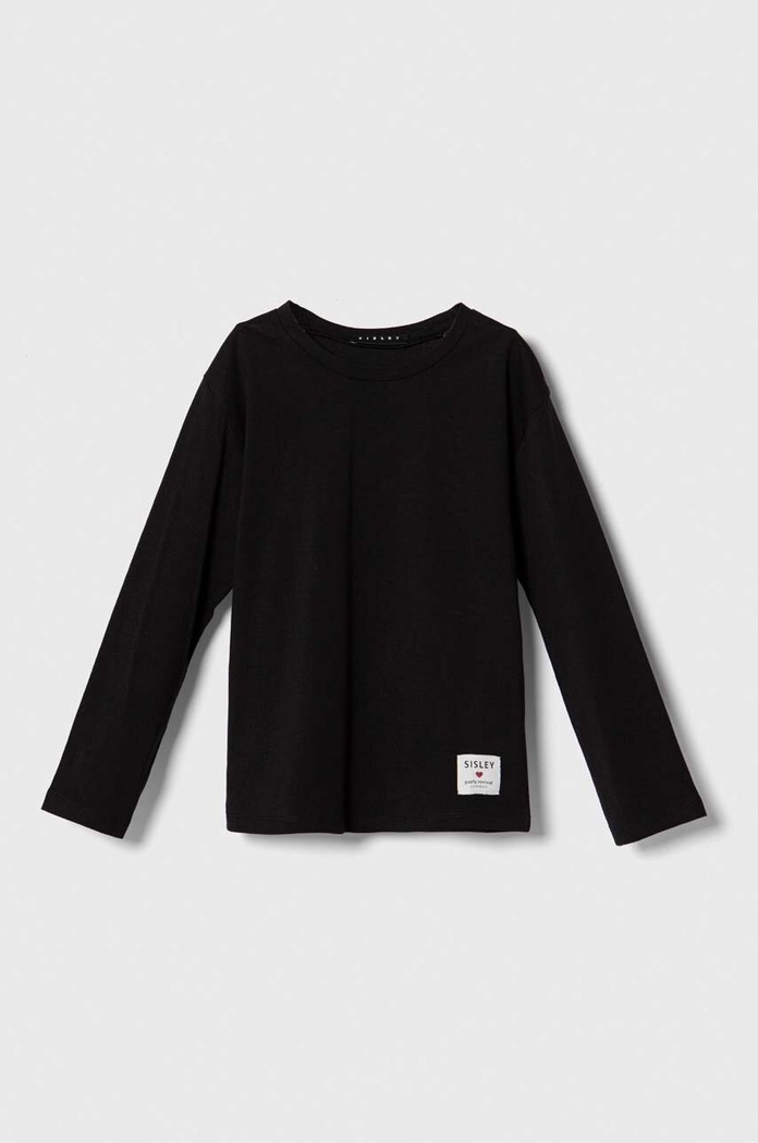 Sisley gyerek pamut hosszú ujjú felső 3096X1038.G.SEASONAL fekete AW23