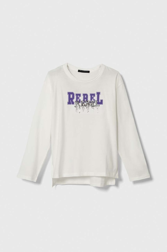 Sisley longsleeve bawełniany dziecięcy 3VR5X103A.G.SEASONAL biały AW23