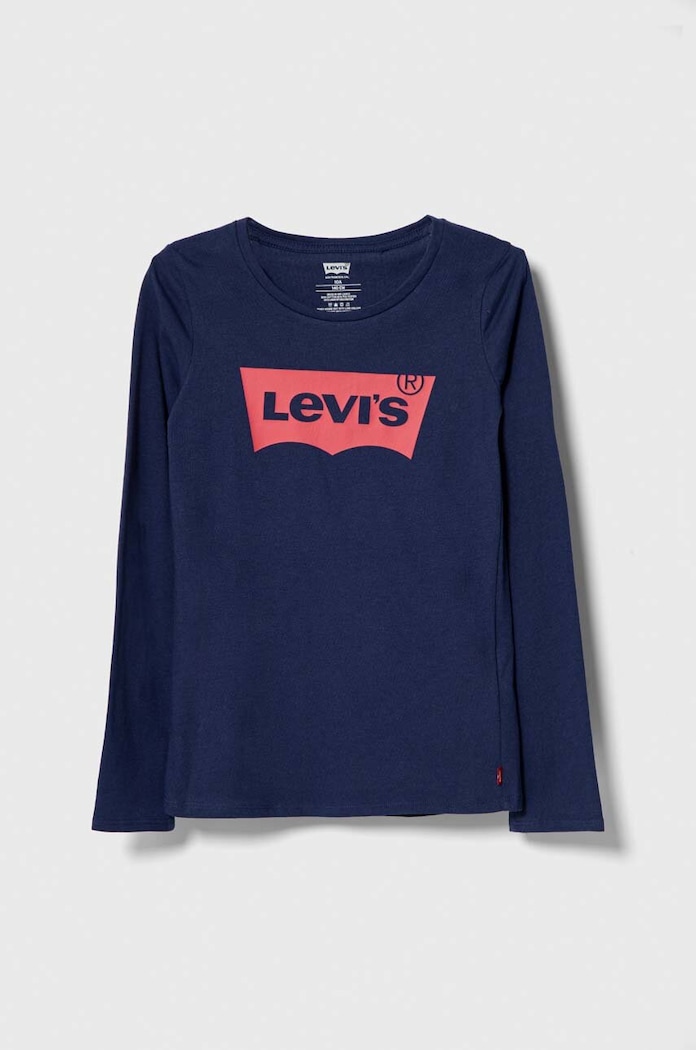 Levi's longsleeve din bumbac pentru copii print albastru 4EA643