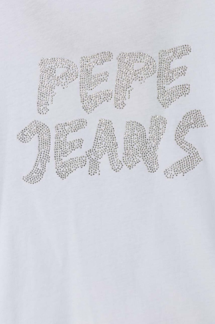 Fete Pepe Jeans longsleeve din bumbac pentru copii PG503043 alb
