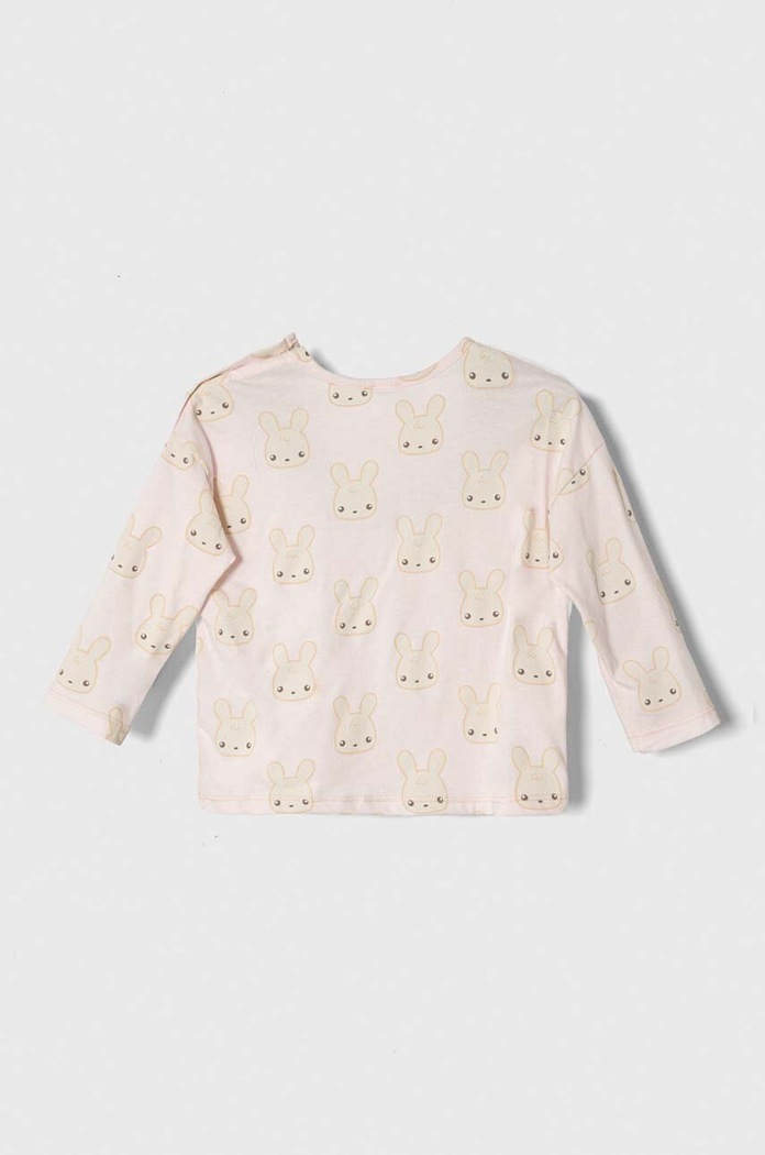 United Colors of Benetton longsleeve bawełniany niemowlęcy 3QUTA103S.W.SEASONAL różowy AW23
