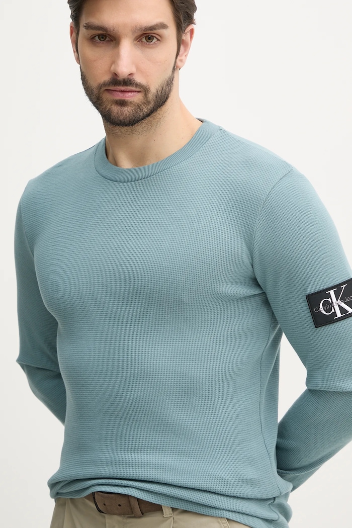 Calvin Klein Jeans bluza bawełniana zielony J30J323485