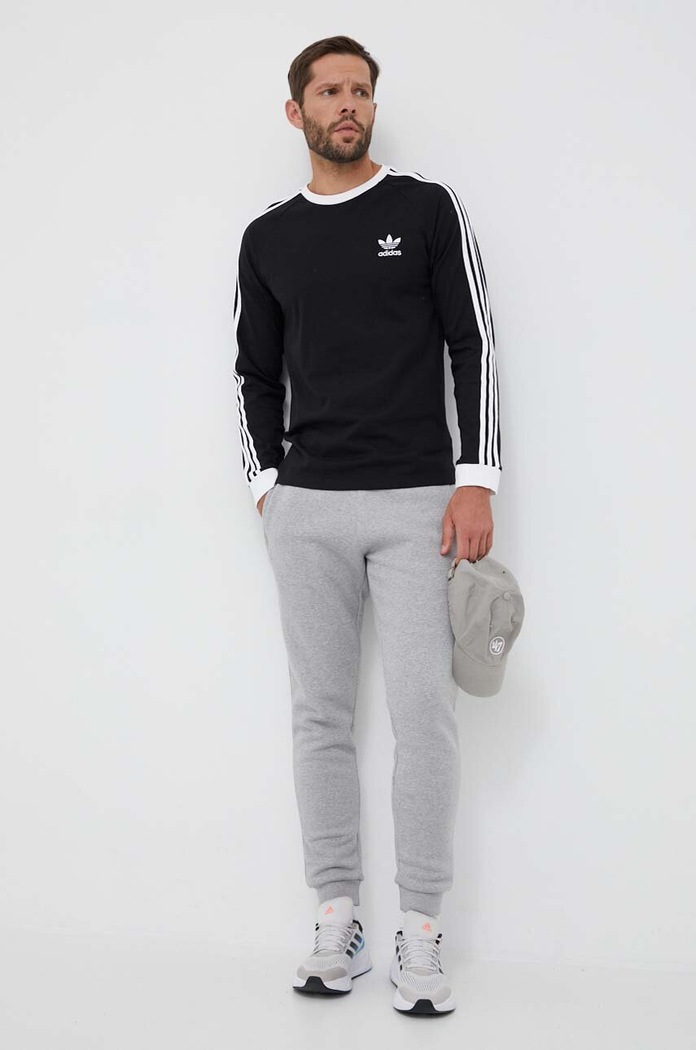 Bavlněné tričko s dlouhým rukávem adidas Originals 3-Stripes IA4877 černá AW23