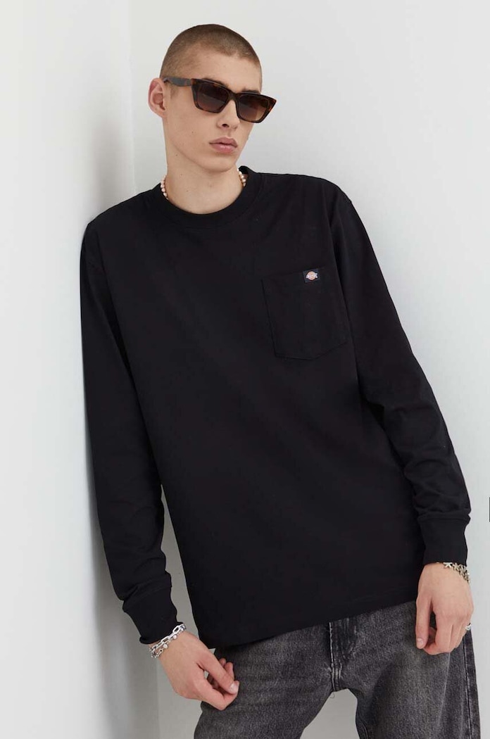 Pamučna majica dugih rukava Dickies pamuk crna DK0A4YGHBLK1