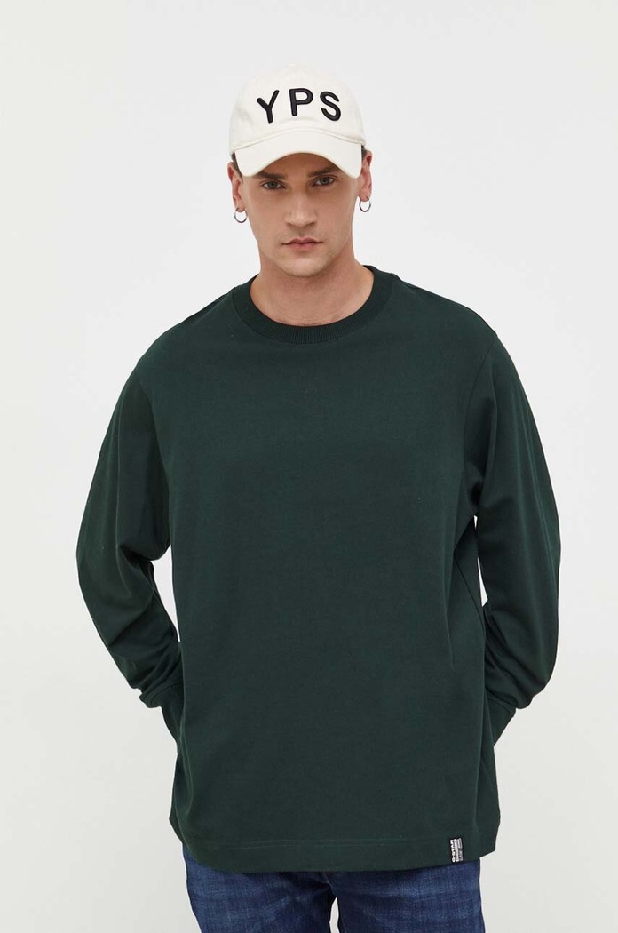 G-Star longsleeve bawełniany bawełna zielony D23459.C784