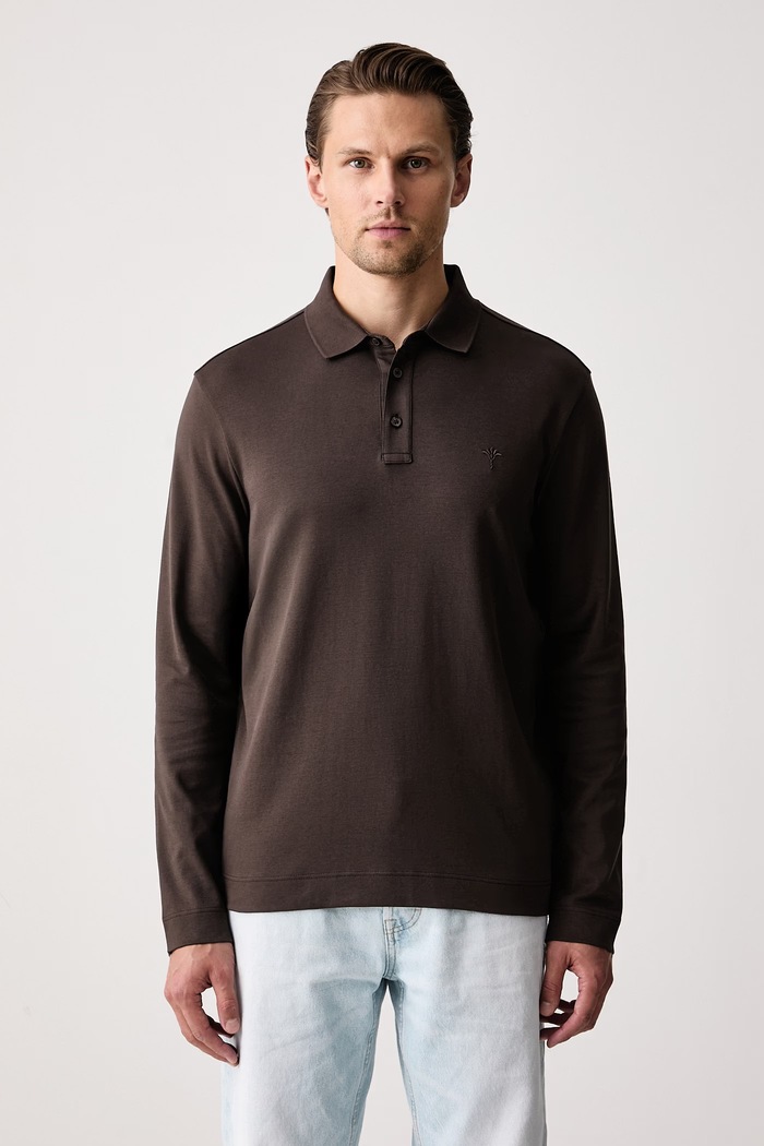 Gant Longsleeve męski bawełniany brązowy 2004049