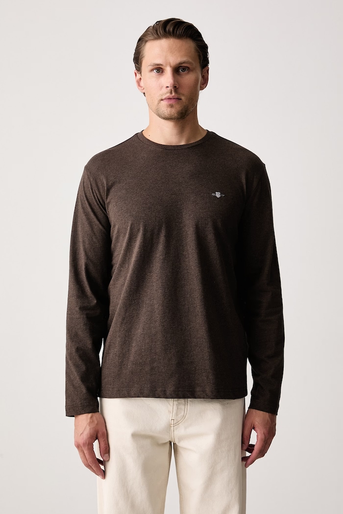 Gant Longsleeve męski bawełniany brązowy 2004049