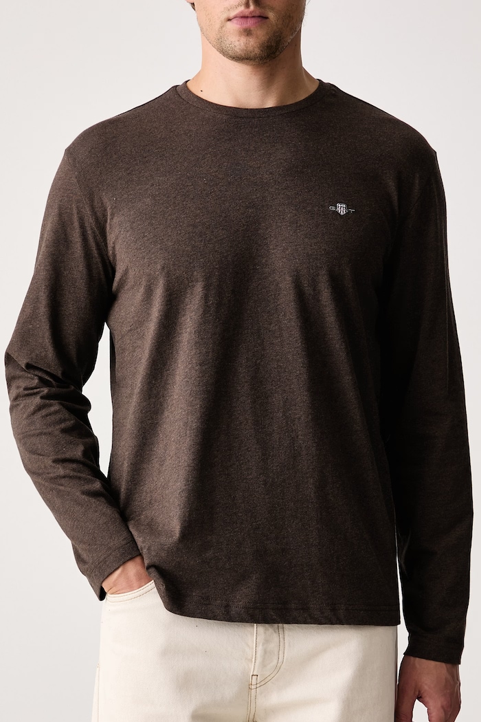 Odzież Gant Longsleeve męski bawełniany 2004049 brązowy