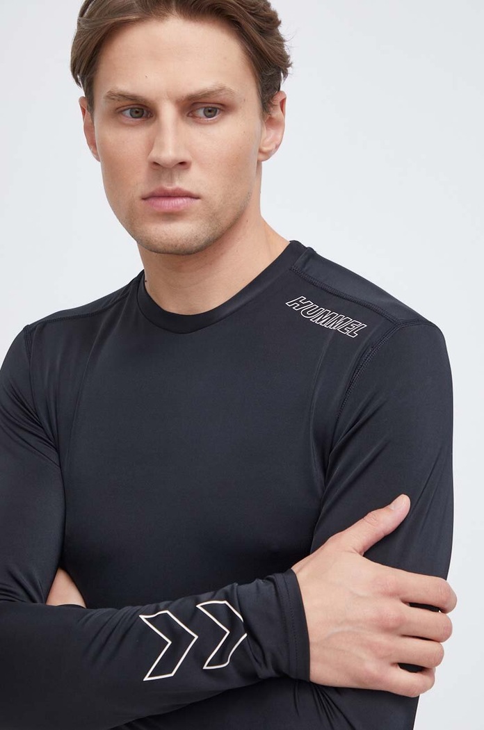 Majica dugih rukava za trening Hummel Topaz slim crna 221752