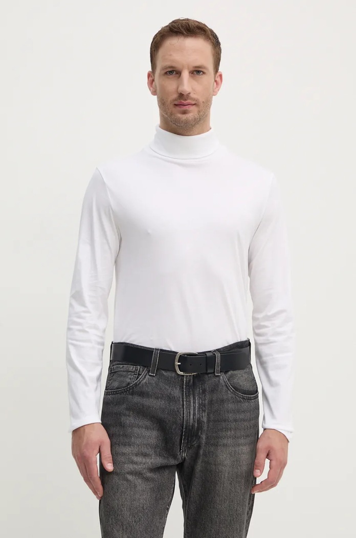 Bavlněné tričko s dlouhým rukávem Calvin Klein hladký bílá K10K111858