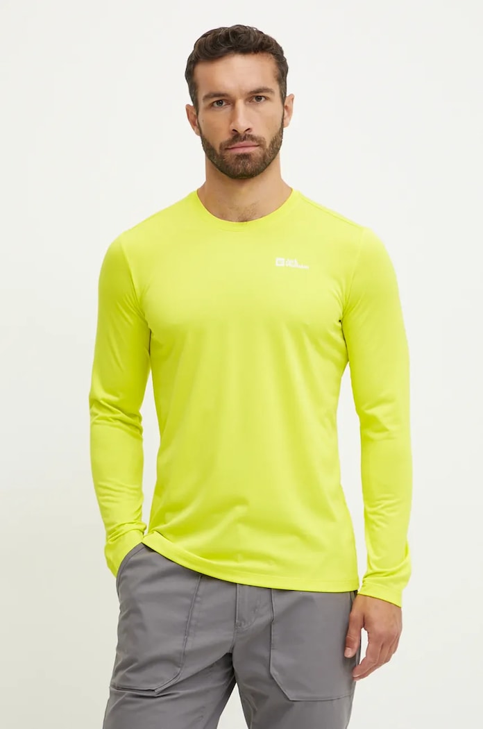 Športna majica z dolgimi rokavi Jack Wolfskin Sky Thermal Brez vzorca rumena 1808682