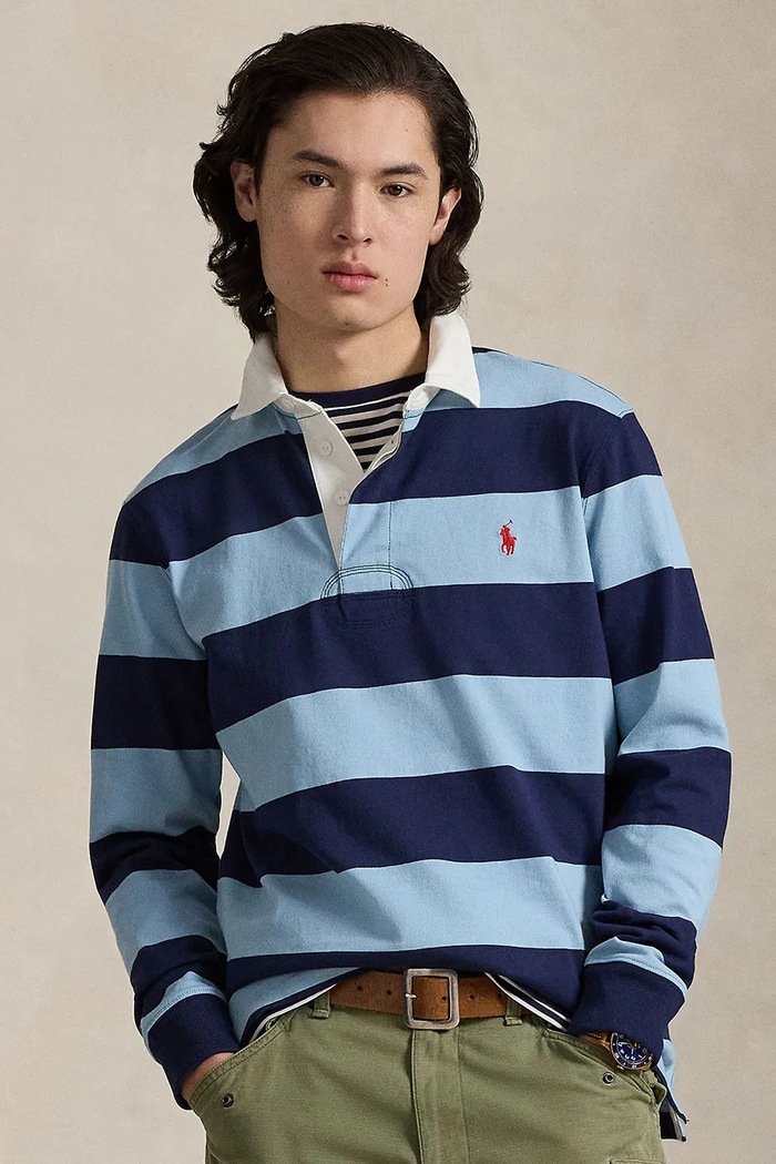 Polo Ralph Lauren Τοπ μακρυμάνικο ανδρικό βαμβακερό 710717116 σκούρο μπλε