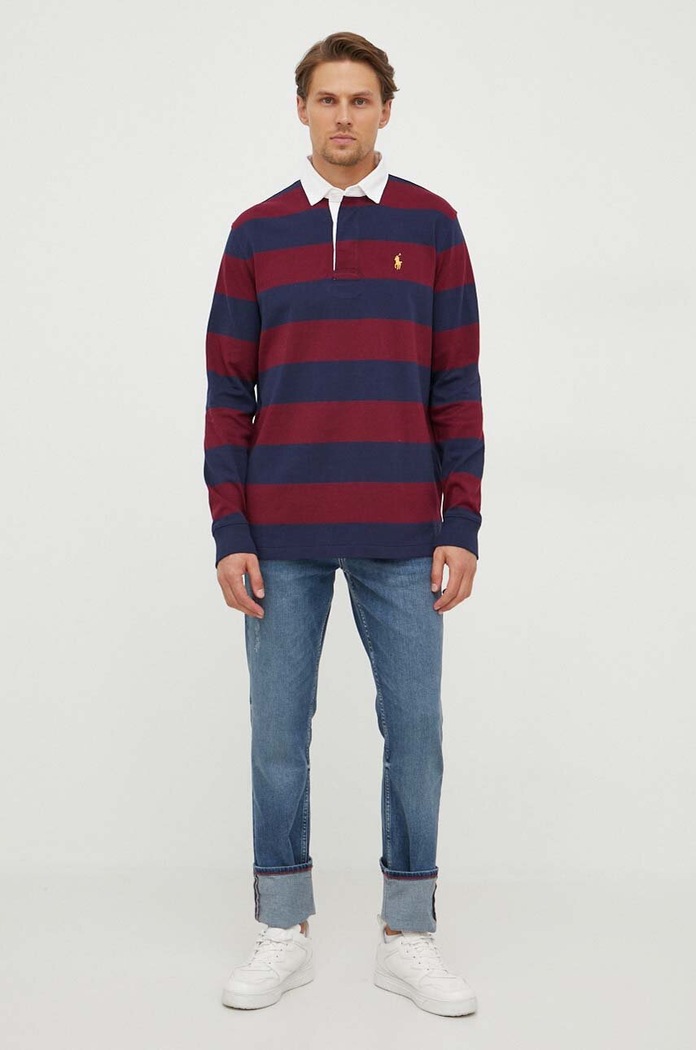 Polo Ralph Lauren Τοπ μακρυμάνικο ανδρικό βαμβακερό κανονικό σκούρο μπλε 710717116