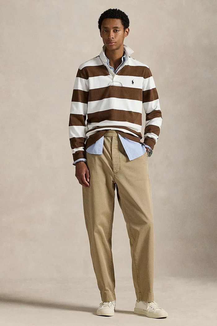 Ρούχα Polo Ralph Lauren μακρυμάνικο Ανδρικό βαμβακερό 710717116 καφέ