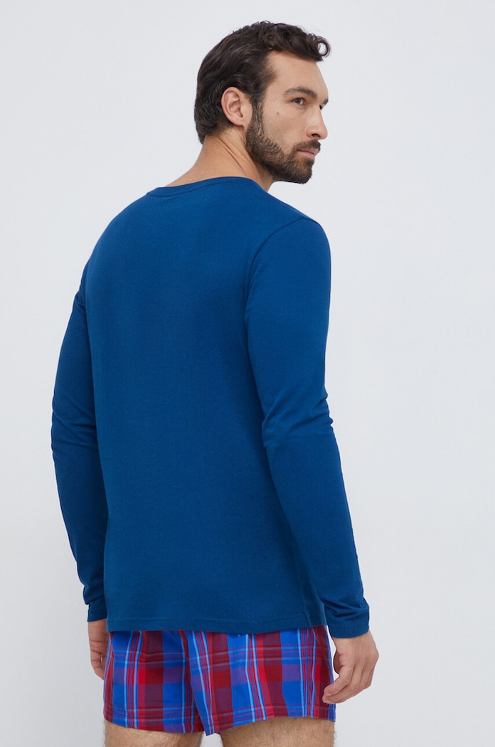 Odzież Tommy Hilfiger longsleeve bawełniany lounge UM0UM02984 niebieski